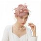 Elegant Feather & Lace Pillbox Fascinator Hat – Women’s Wedding, Bridal Veil, Cocktail, Tea Party & Derby Mesh Headpiece