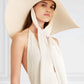 2025 Elegant Women’s Raffia Wide Brim Sun Hat with Long Ribbon – Oversized Dome Beach Hat for Travel, Vacation & UV Protection