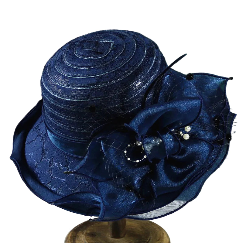 Elegant Ladies Fascinator Church Hat – Wide Brim Derby Fedora with Bow, Summer Foldable Sun Cap