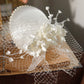 Mini White Satin Fascinator Hair Clip – Women’s Flower & Pearl Headpiece for Bridesmaids, Church, Dance Shows & Tea Parties