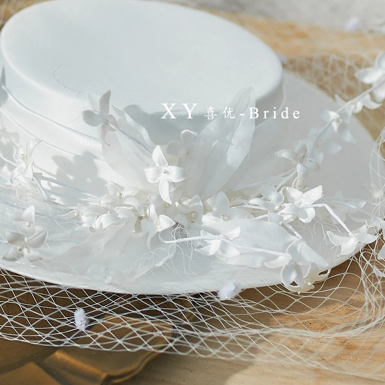 White Satin Fedora Hat with Elegant Flower – Women’s Wide Brim Dress Hat for Weddings, Church, Cocktail Parties & Kentucky Derby