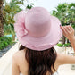Women’s Summer Eugenia Flower Large Brim Beach Hat – Organza Sunshade Fisherman Hat for Travel, Tea Parties, Weddings & Outdoor Activities