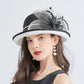 Elegant Summer Straw Hat for Women – Retro Curl Brim Sunbonnet with Flower, Outdoor Beach Sunshade, Party & Church Hat