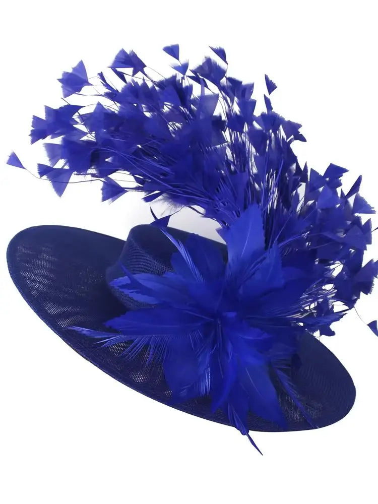Elegant Flower Fascinator Hat with Feathers – Women’s Pillbox Headband for Weddings, Kentucky Derby & Special Events