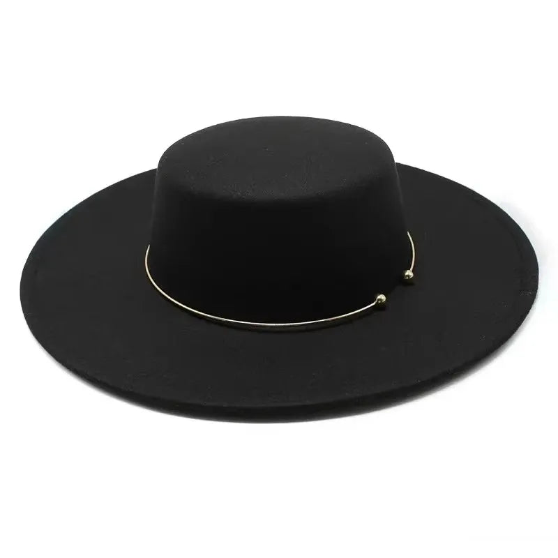 2025 Fashion Fedora Hats – Unisex Flat Top Dress Cap with Ribbon Band, Elegant Bowler Panama Jazz Hat for Men & Women