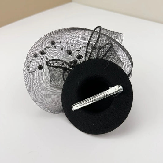 1920s Vintage Yarn Top Hat Hairpin – Elegant Bride Hair Clip & Y2K Cosplay Headpiece for Halloween, Weddings & Parties