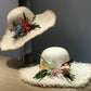 Women’s Large Brim Straw Hat – Oversized Flat Top Beach Hat with Floral Decoration, Elegant Travel & Holiday Fashion Accessory
