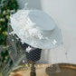 White Satin Fedora Hat with Elegant Flower – Women’s Wide Brim Dress Hat for Weddings, Church, Cocktail Parties & Kentucky Derby