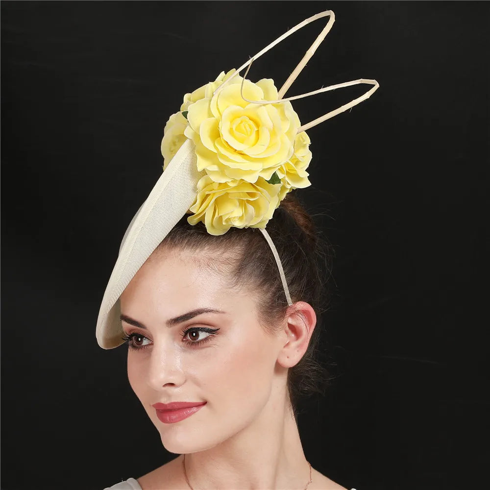 Gorgeous Formal Wedding Fedora Hat – Women’s Big Derby Flower Fascinator, Handmade Fashion Millinery Headpiece for Special Occasions