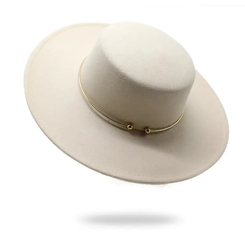 2025 Fashion Fedora Hats – Unisex Flat Top Dress Cap with Ribbon Band, Elegant Bowler Panama Jazz Hat for Men & Women