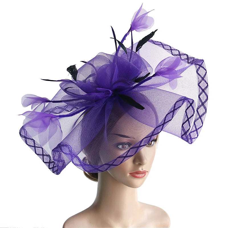 Fascinators Hat Mesh Floral Feather Fascinator Headband for Wedding Cocktail Tea Party or Special Occasion