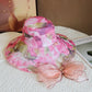 Hot Sale Women’s Summer Beach Hat – Big Brim Sunshade Panama Bucket Hat with Floral Print