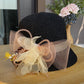 New Fashion Women’s Fedora Bowler Straw Hat – Spring Summer Breathable Flax Gauze with Elegant Flowers