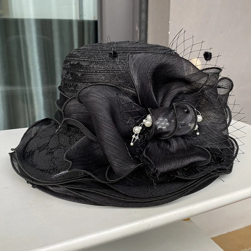2025 Ladies Fascinator Millinery Church Hat – Elegant Bow Wide Brim Fedora Bucket Hat for Women Kentucky Derby & Summer Sun Protection