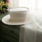 High-End Elegant Retro French Wool Top Hat – White Headdress for Weddings, Travel Photography & Special Occasions