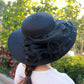 Spring Summer Women’s Mesh Organza Flower Hat – Elegant Wide Brim Dome Sun Hat for Weddings, Parties & Outdoor Fashion