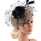 Elegant Multicolour Flower Feather Fascinator – Women’s Tea Party, Derby, Wedding & Cocktail Mesh Headpiece with Clip & Headband