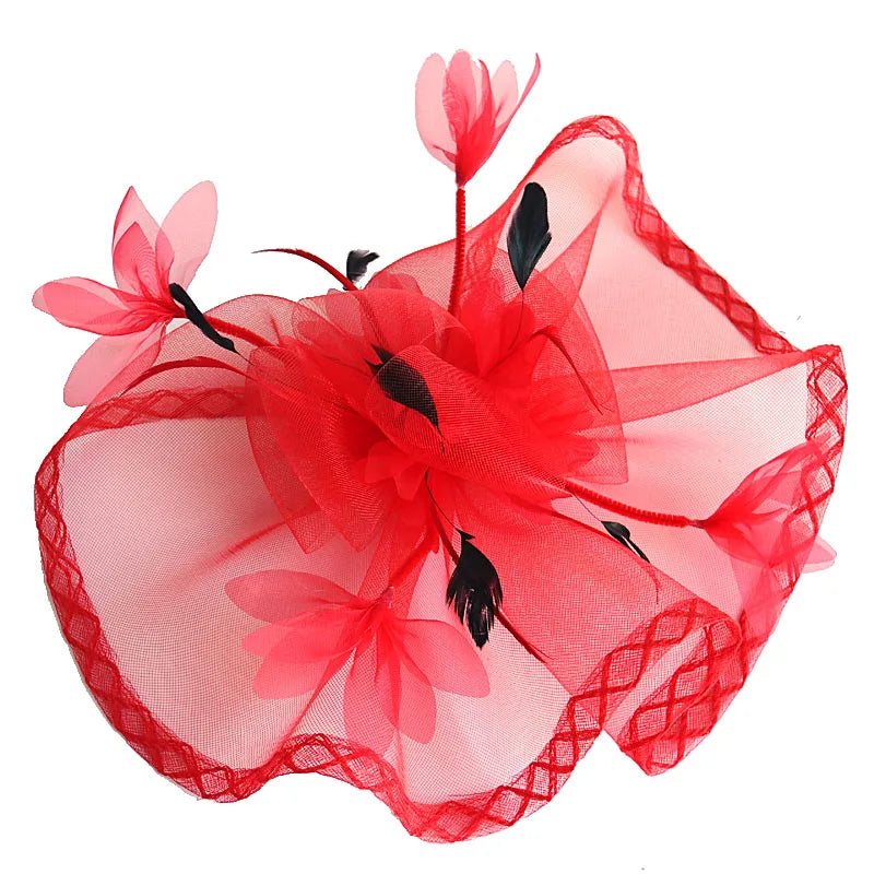 Fascinators Hat Mesh Floral Feather Fascinator Headband for Wedding Cocktail Tea Party or Special Occasion