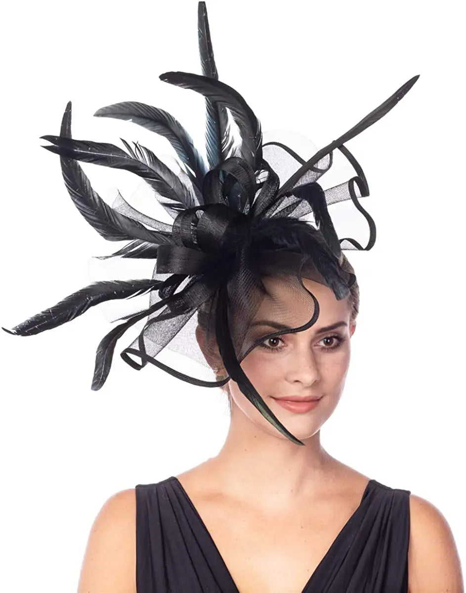 Women’s Big Flower Fascinator Hat – Elegant Kentucky Derby, Royal Ascot, Church & Bridal Tea Party Headband