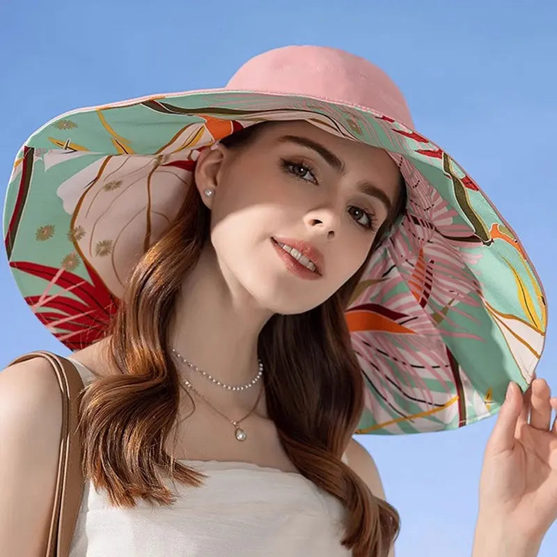 Women’s Wide Brim Sun Hat – Reversible Double-Sided UPF 50+ Summer & Beach Hat