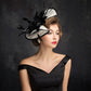 Women’s Chic Sinamay Fascinator Hat – Elegant Feather Cocktail Wedding Party Headpiece with Birdcage Veil & Detachable Clip