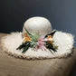 Women’s Large Brim Straw Hat – Oversized Flat Top Beach Hat with Floral Decoration, Elegant Travel & Holiday Fashion Accessory