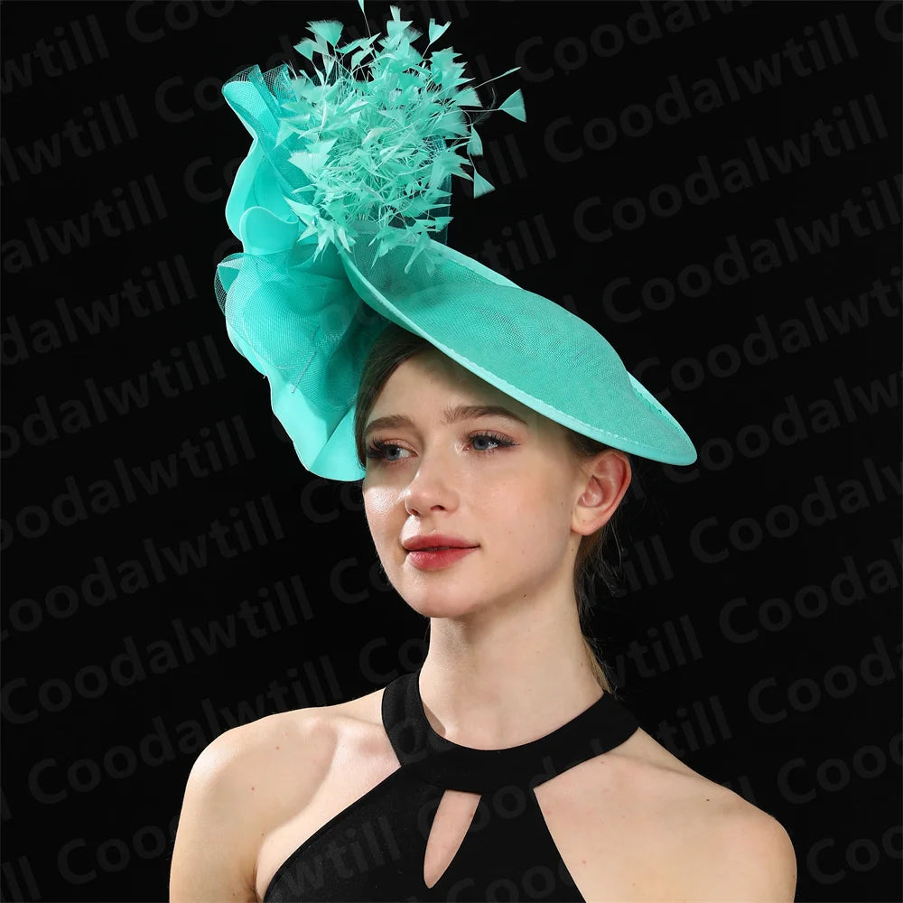 Elegant Big Flower Wedding Fascinator Hat – Women’s Formal Cocktail, Tea Party, Church Headpiece with Headband, Ladies Derby Millinery Cap