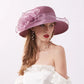 Women’s Summer Wide Brim Sun Hat – Elegant Organza Mesh Hat with Flower Decoration, Beach Vacation Sunshade Hat