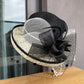 Elegant Summer Straw Hat for Women – Retro Curl Brim Sunbonnet with Flower, Outdoor Beach Sunshade, Party & Church Hat