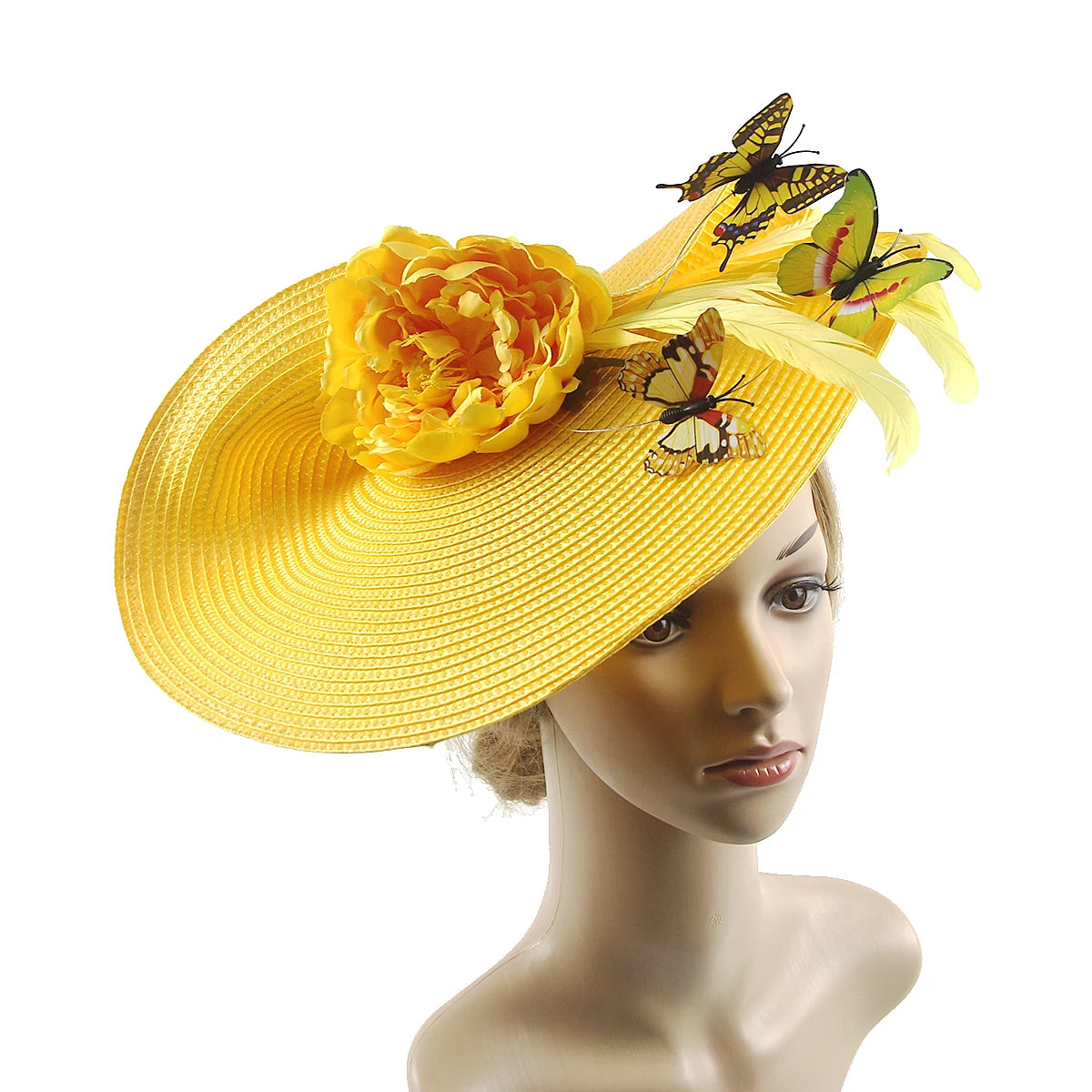 Braided Butterfly & Flower Fascinator Hat – Elegant Kentucky Derby, Jockey Club, Church, Cocktail & Tea Party Headpiece