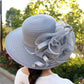Spring Summer Women’s Mesh Organza Flower Hat – Elegant Wide Brim Dome Sun Hat for Weddings, Parties & Outdoor Fashion