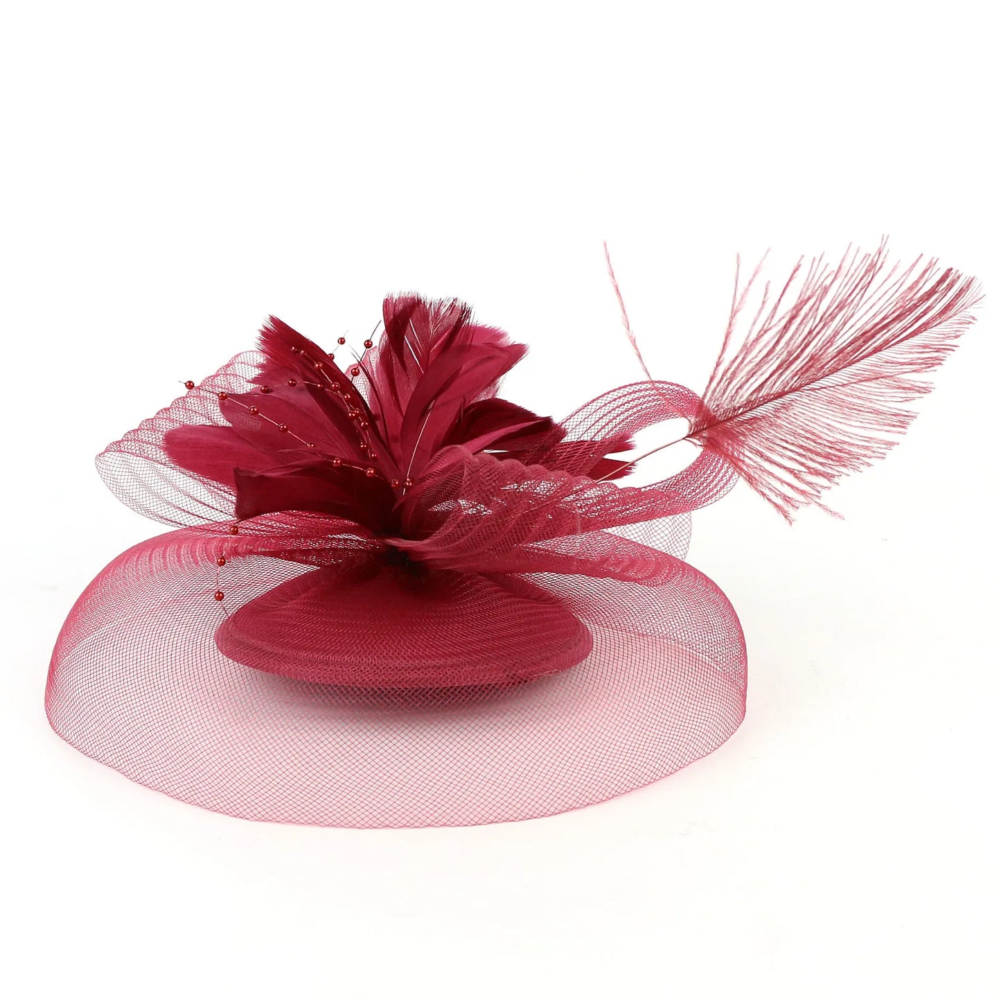 Women’s Ascot Fascinator Hat – Feather & Flower Mesh Hair Clip, Kentucky Derby, Photography, Cocktail & Tea Party Headwear Accessory