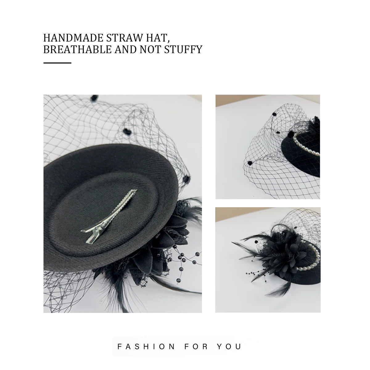 Women’s Retro French Top Hat – Elegant Mesh Fascinator Headdress for Evening Parties, Weddings & Social Events