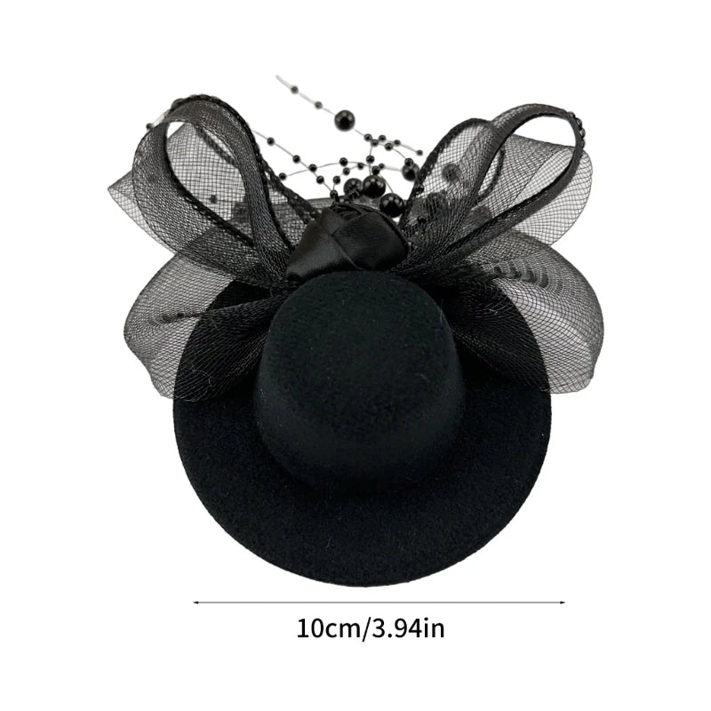 1920s Vintage Yarn Top Hat Hairpin – Elegant Bride Hair Clip & Y2K Cosplay Headpiece for Halloween, Weddings & Parties
