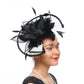 Women’s Chic Sinamay Fascinator Hat – Elegant Feather Cocktail Wedding Party Headpiece with Birdcage Veil & Detachable Clip