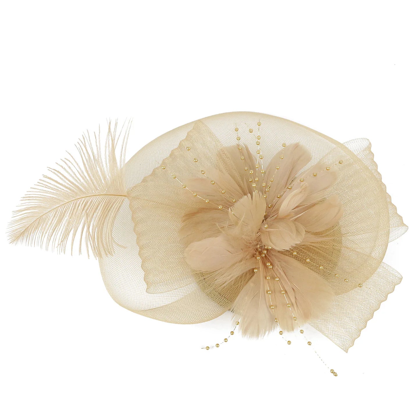 Women’s Ascot Fascinator Hat – Feather & Flower Mesh Hair Clip, Kentucky Derby, Photography, Cocktail & Tea Party Headwear Accessory