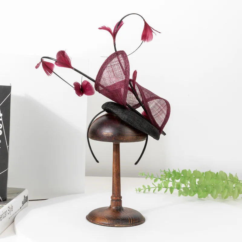 2025 Elegant Feather & Flower Fascinator Pillbox Hat – Women’s Wedding, Tea Party, Kentucky Derby & Cocktail Headpiece