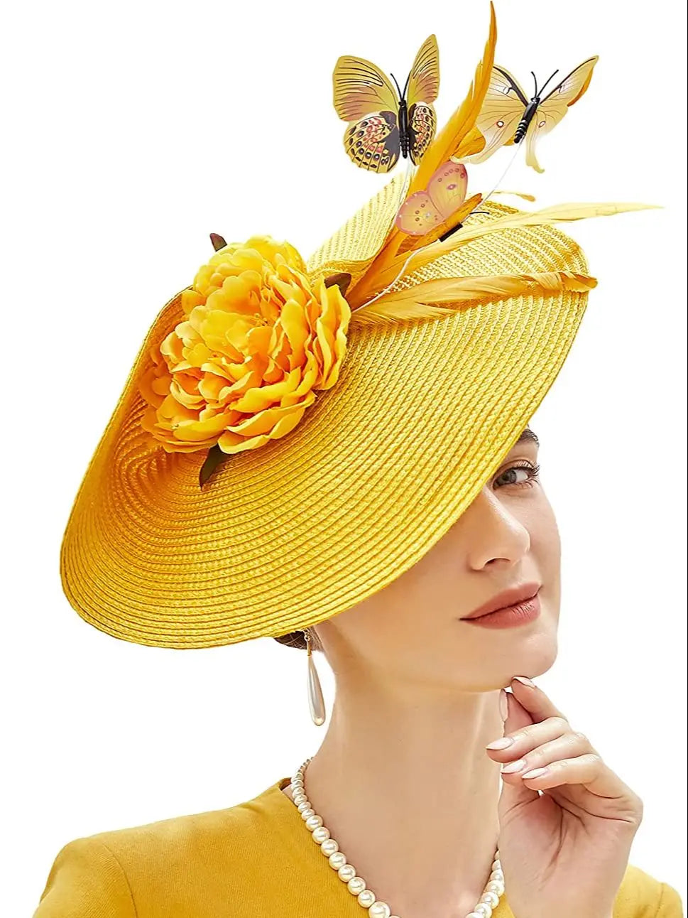 Elegant Butterfly & Floral Fascinator Hat – Women’s Tea Party, Kentucky Derby, Church Pillbox Headpiece with Headband