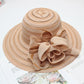 New Fashion Women’s Organza Sun Hat – Wide Brim Fedora with Big Flower, Elegant Wedding & Church Party Hat