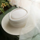 High-End Elegant Retro French Wool Top Hat – White Headdress for Weddings, Travel Photography & Special Occasions