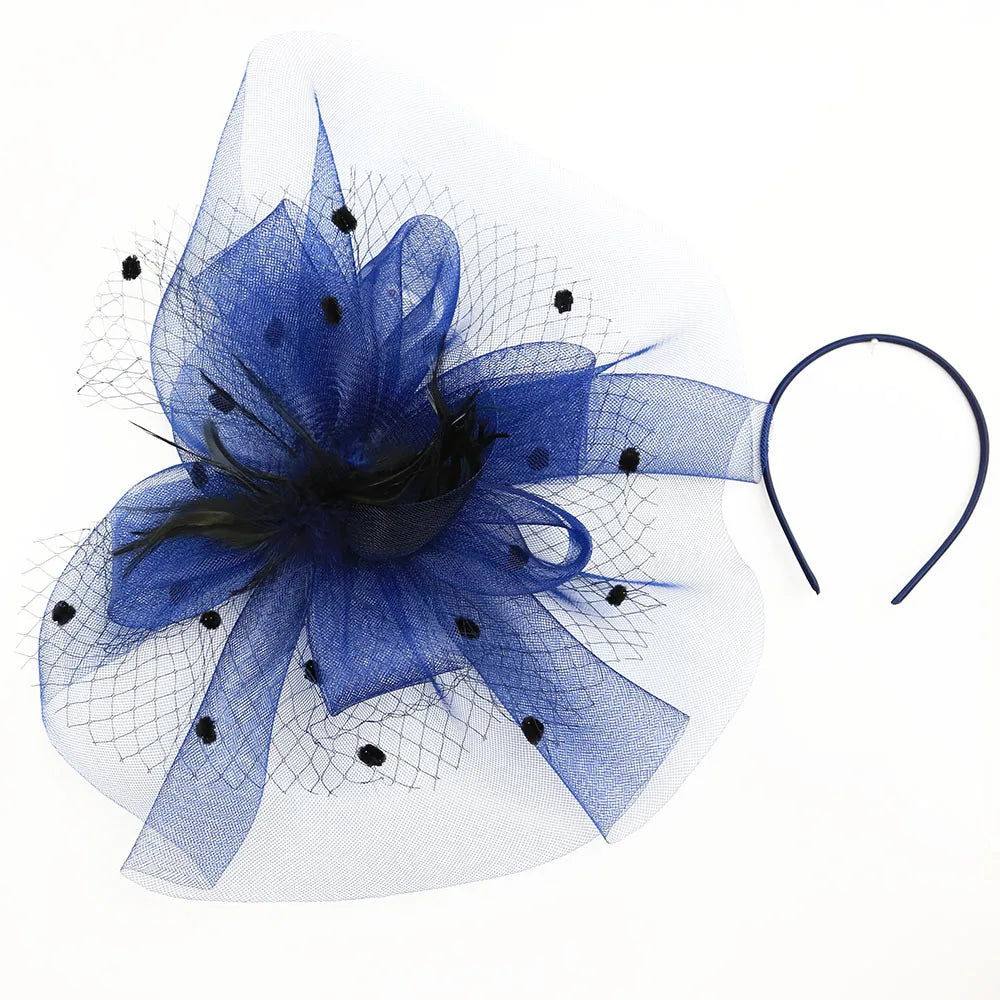 Large Mesh Fascinator Hat with Face Veil – Women’s Hair Clip for Weddings, Cocktail Parties & Horse Races