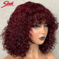 Brazilian Jerry Curly Short Bob Human Hair Wigs With Bangs Full Machine Wig Human Hair Wig Highlight Water Wave Wig For Women