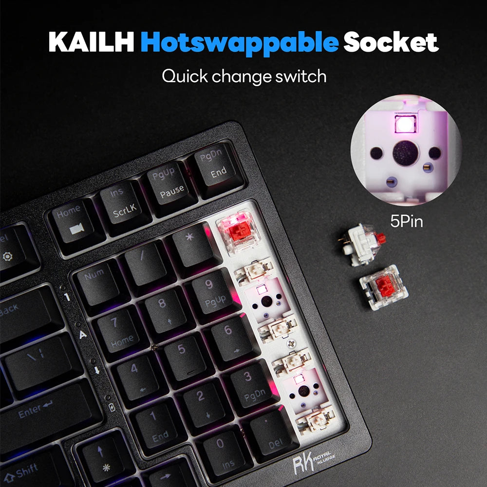 RK Royal Kludge RK98 Spanish Wireless Mechanical Keyboard Tri-mode 2.4G/Bluetooth/USB Wired RGB Hot-swappable Gamer Keyboards