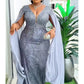 Plus Size African Party Dresses for Women Dashiki Ankara Sequin Wedding Evening Gown Sexy Bodycon Maxi Long Dress Africa Clothes