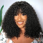 Brazilian Jerry Curly Short Bob Human Hair Wigs With Bangs Full Machine Wig Human Hair Wig Highlight Water Wave Wig For Women