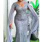 Plus Size African Party Dresses for Women Dashiki Ankara Sequin Wedding Evening Gown Sexy Bodycon Maxi Long Dress Africa Clothes