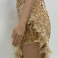 Elegant Feathers High Split Birthday Party Glitter Sequins Maxi Dress Women Night Club Wedding Evening Prom Dresses Robe
