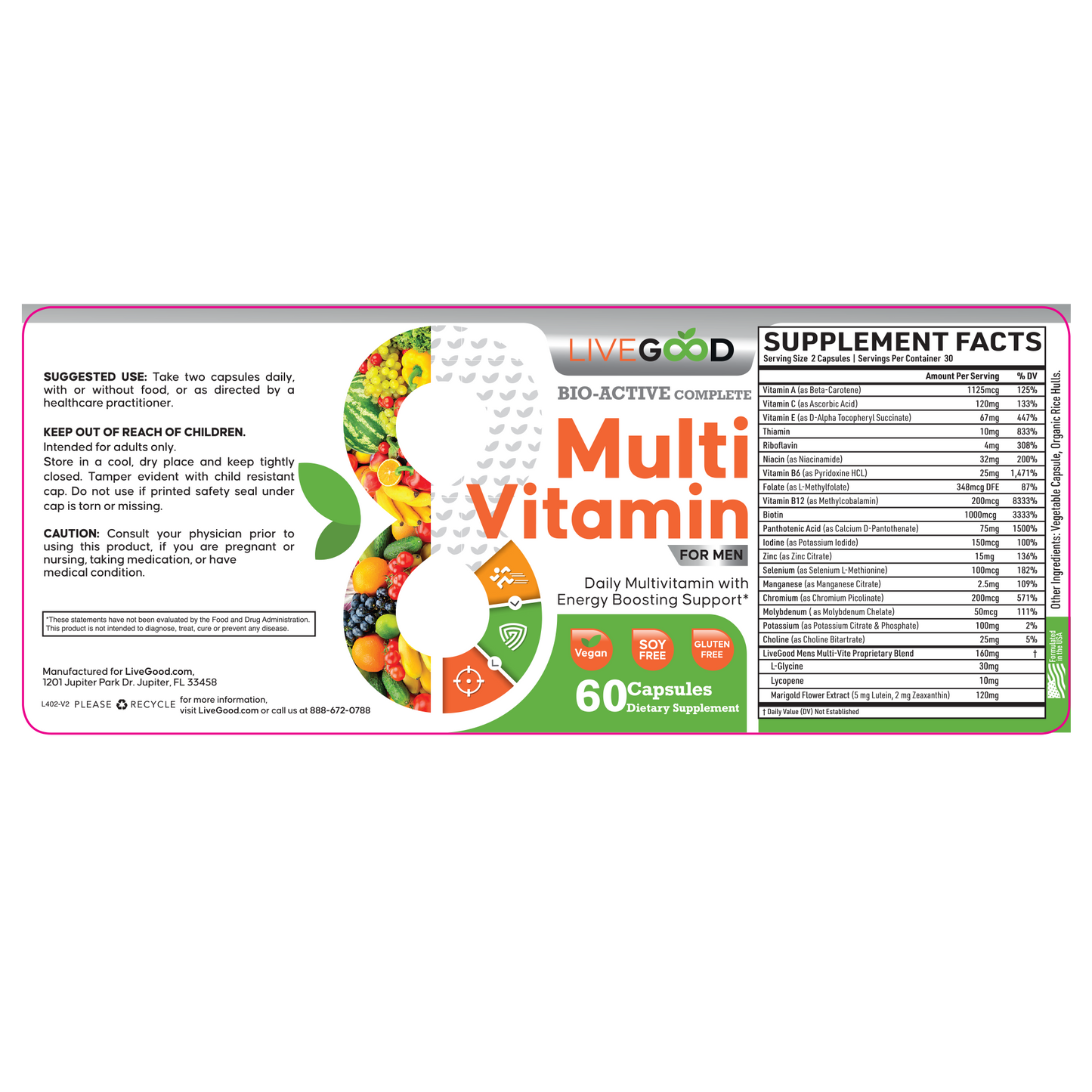 LiveGood Bio-Active Complete Multi-Vitamin for Men