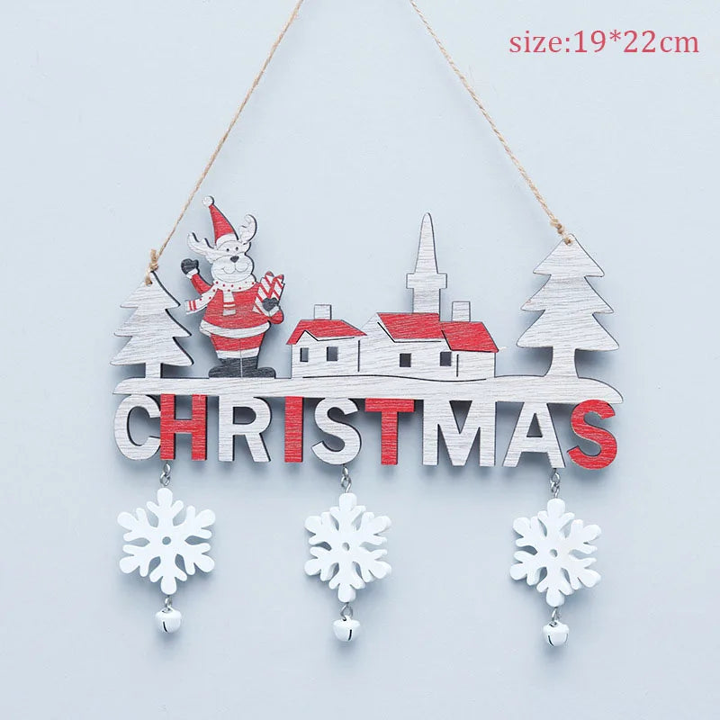 2025 Wooden Christmas Door Hanging Ornaments – Festive Wall & Door Decor for Home, Merry Christmas & Happy New Year