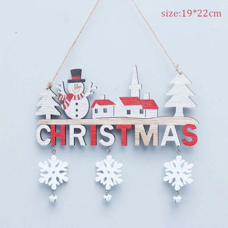 2025 Wooden Christmas Door Hanging Ornaments – Festive Wall & Door Decor for Home, Merry Christmas & Happy New Year